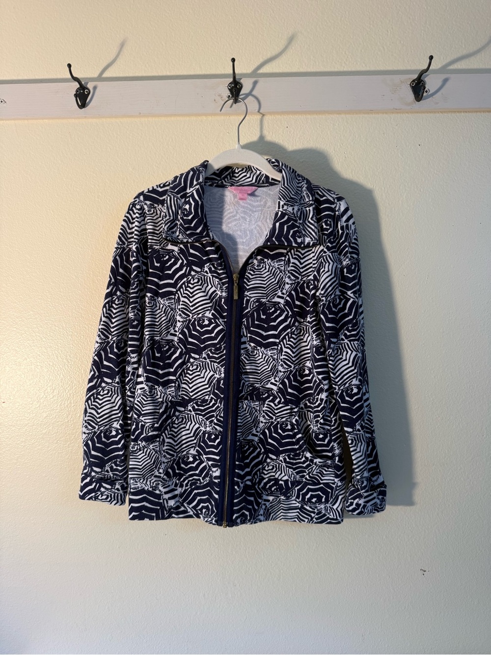 Lilly Pulitzer Navy & White Patterned Swim Coverup Jacket
